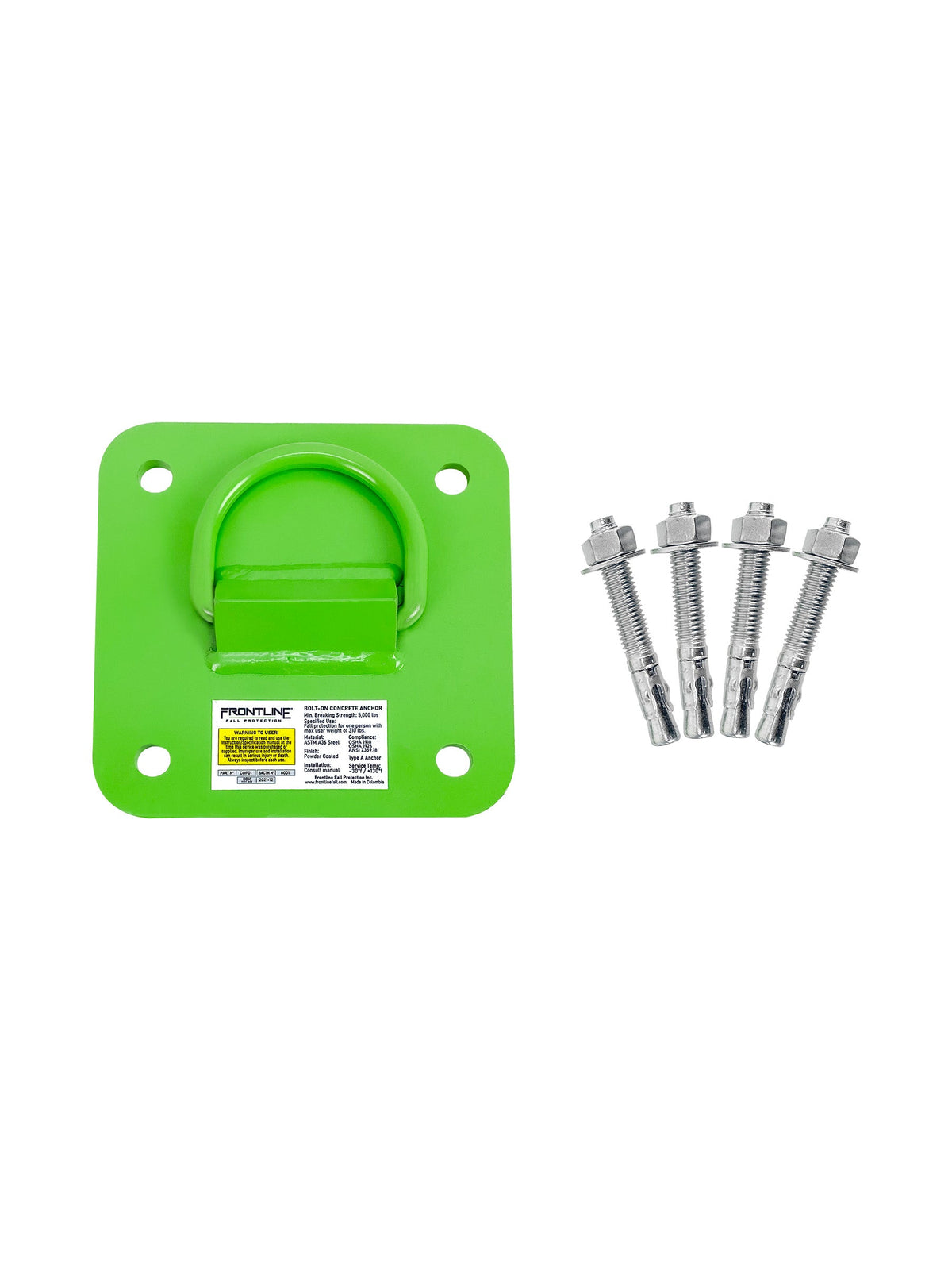 Frontline COP01 Concrete and Steel D-Ring Reusable Anchor Plate