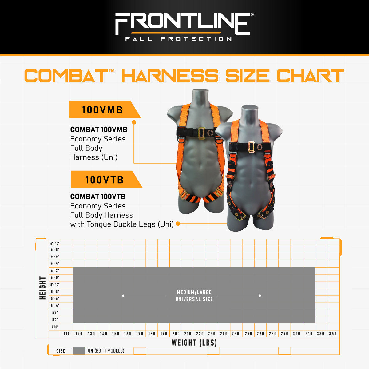 Frontline 100VMB Combat™  Economy Series Full Body Harness (Uni)