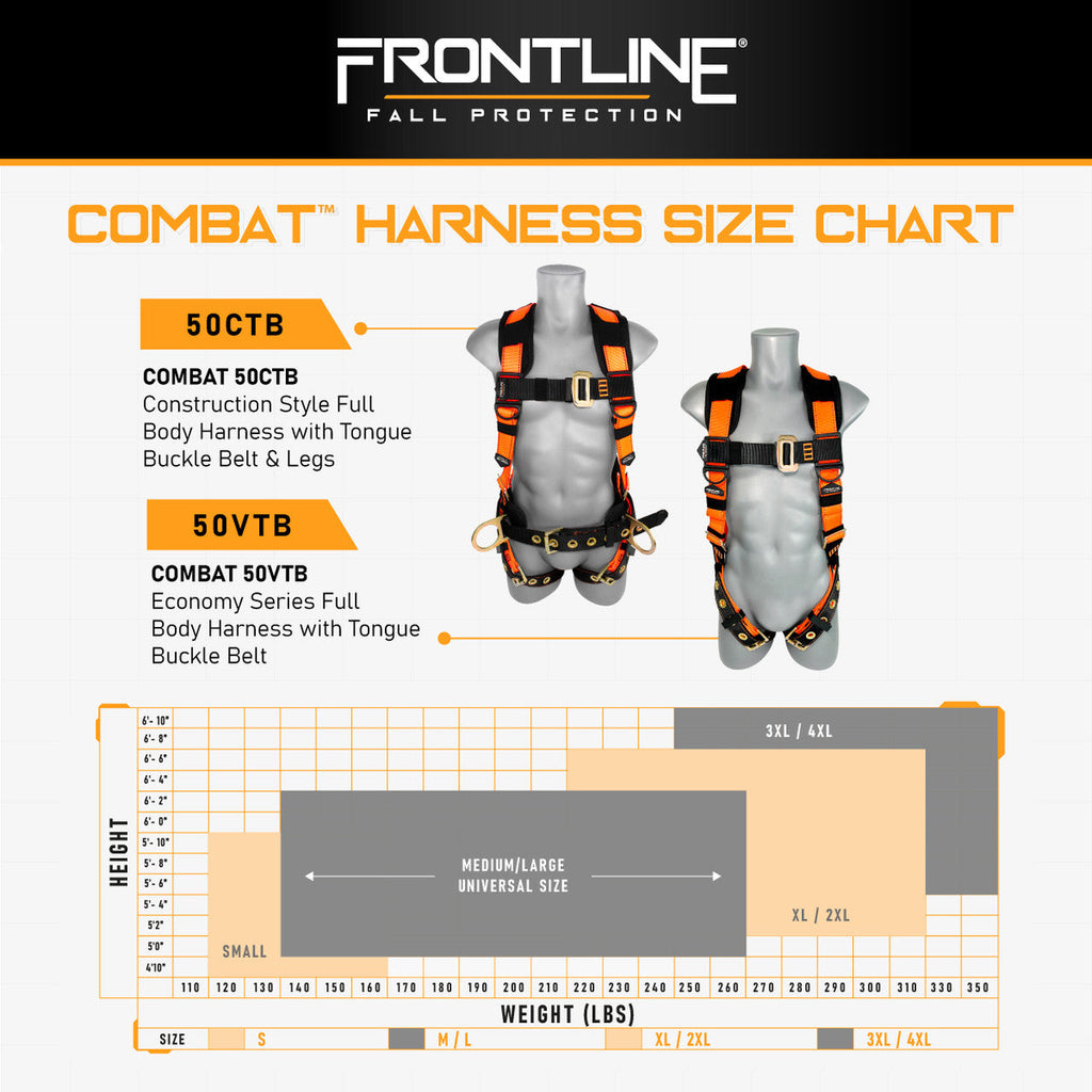 Frontline 50VTB Combat™ Economy Series Full Body Harness with Tongue Buckle Belt