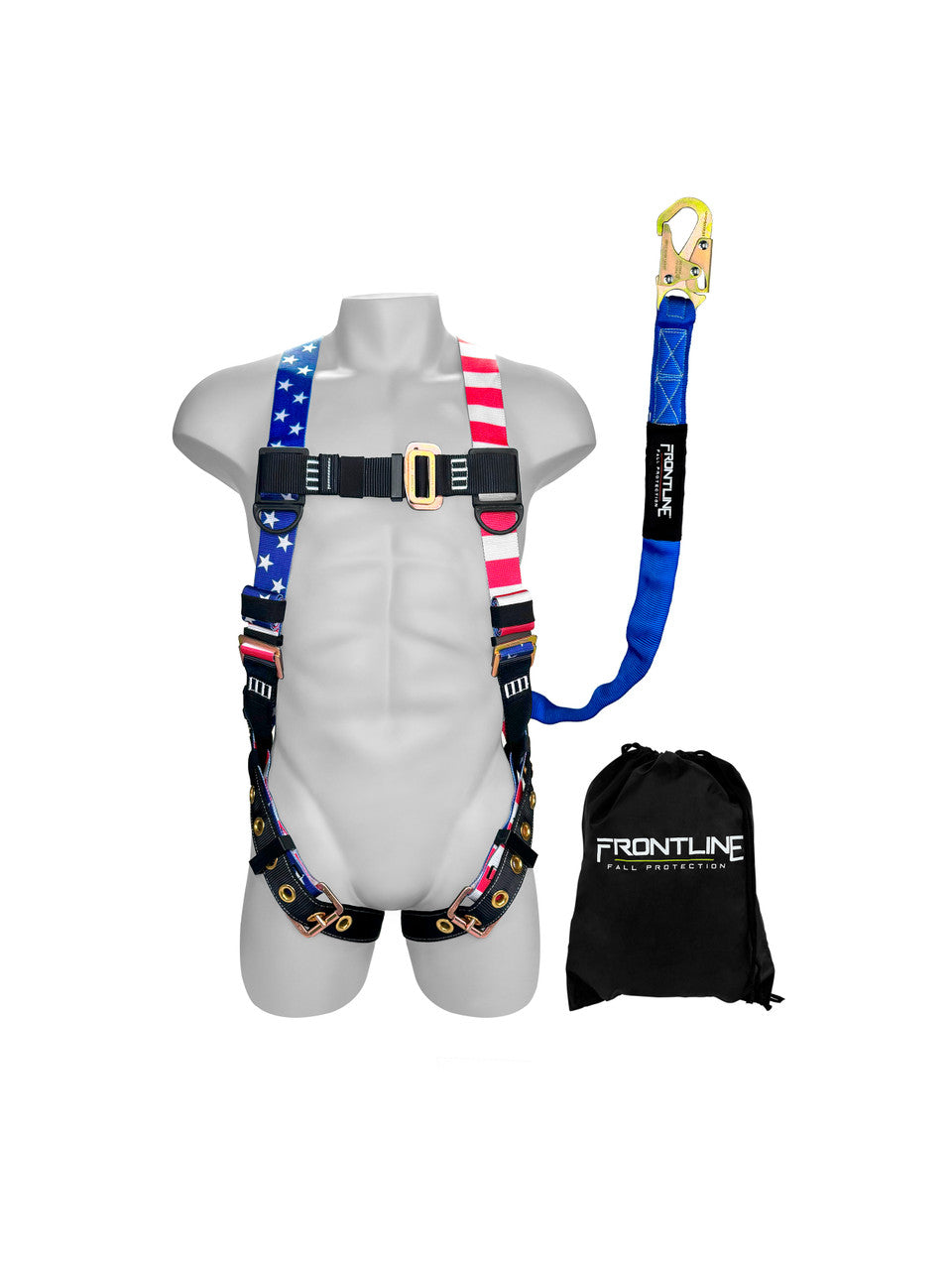 Frontline K100-61S-AM Combat™ American Style Compliance Kit - Harness, 6' Single Leg Lanyard and Drawstring Bag