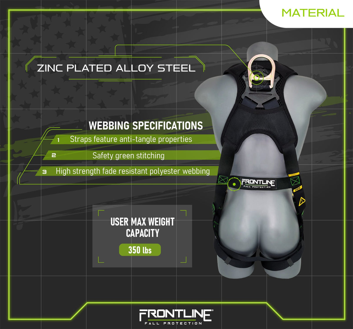 Frontline 310VQC Patriot™ Vest Style Harness with Airflo™ and Quick Connect Buckles - Made in USA