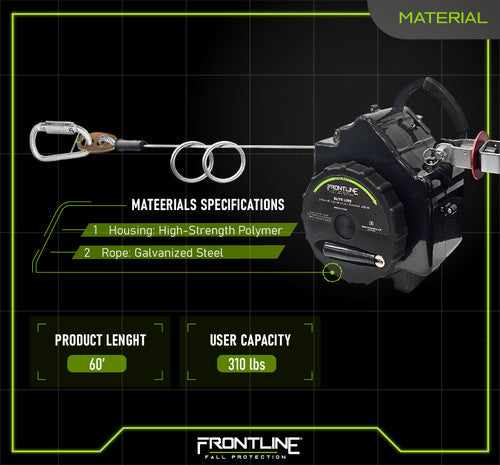 Frontline HCLL260 Elite Two Person 60' Temporary Horizontal Lifeline System