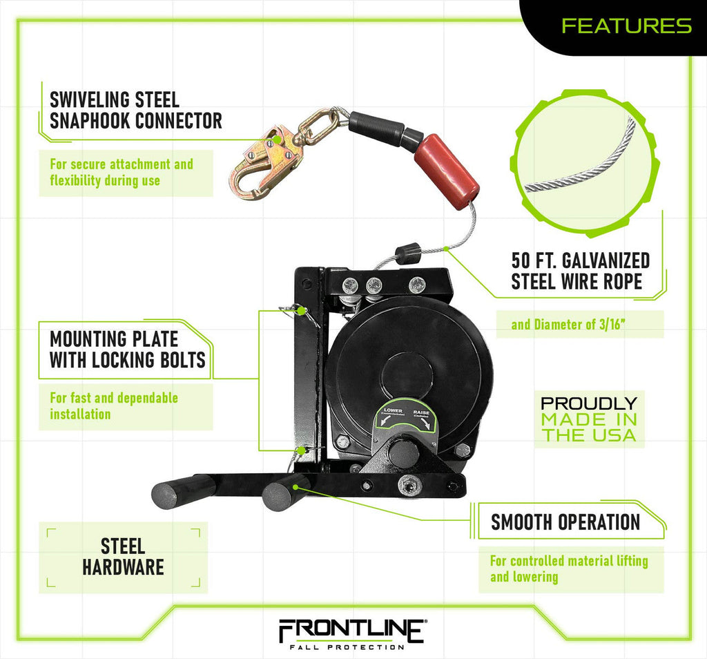Frontline RAW50-US Patriot™ 50' Material Retrieval Winch - Made in USA
