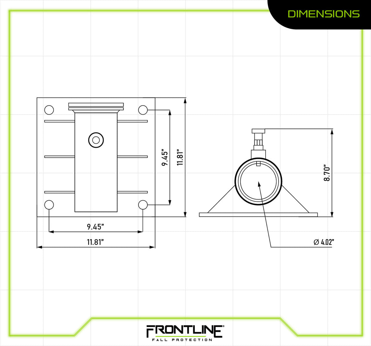 Frontline DAC-WALLMT Confined Space Davit System – Wall Mount Base Only