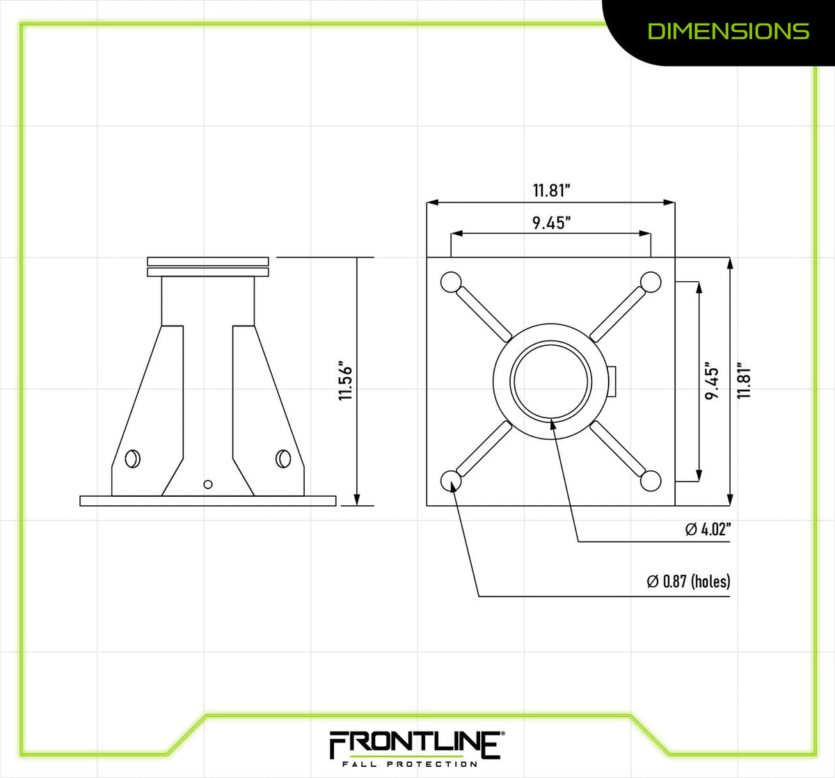 Frontline DAC-FLRMT Confined Space Davit System – Floor Mount Base Only