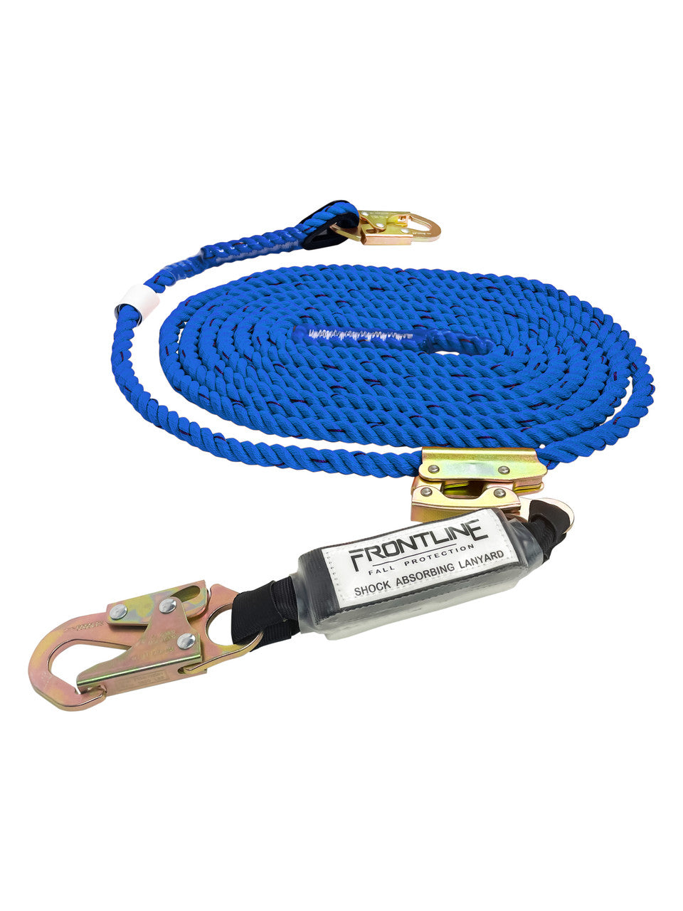 Frontline VLP50R3L-AM American Style Vertical Lifeline with 12" Shock Absorbing Lanyard and Manual Rope Grab (50')