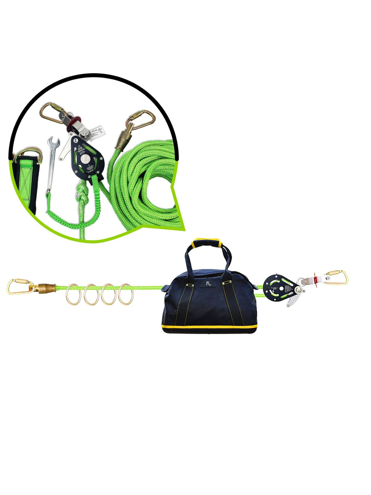 Frontline HLK1004 4-person 100' Adjustable Horizontal Lifeline System with 6' Anchor Straps