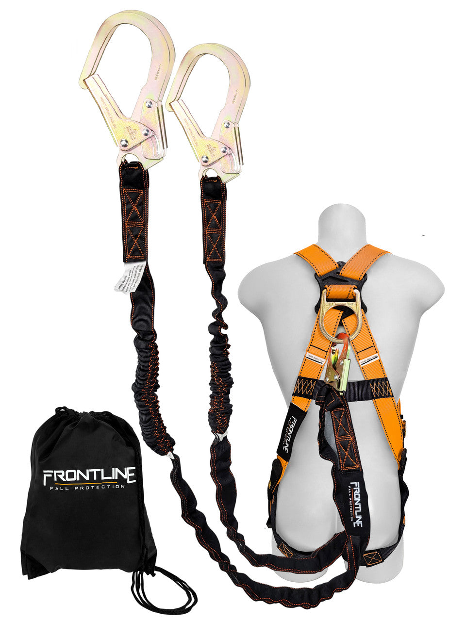 Frontline K100-62R Combat™ Compliance Kit - Harness, 6' Double Rebar Hook Leg Lanyard and Drawstring Bag