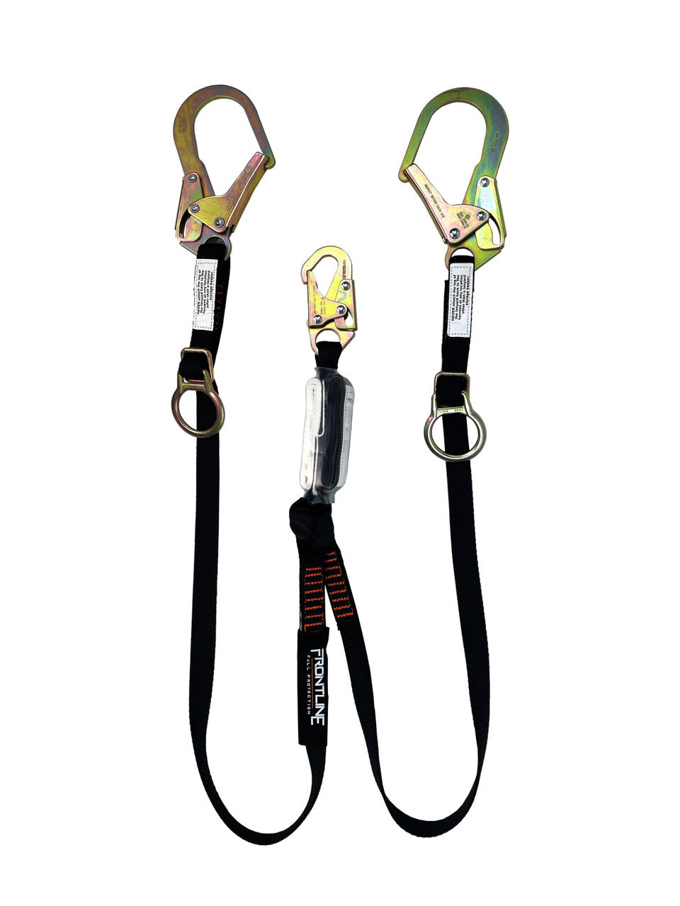 Frontline LPO62RADJ Combat™ 6' Tie-Back Double Leg Shock Absorbing Lanyard with Rebar Hooks