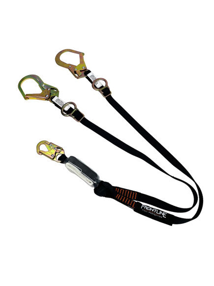 Frontline LPO62RADJ Combat™ 6' Tie-Back Double Leg Shock Absorbing Lanyard with Rebar Hooks