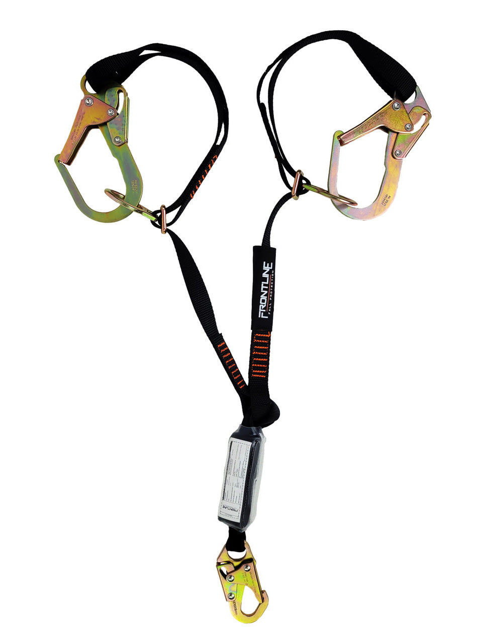 Frontline LPO62RADJ Combat™ 6' Tie-Back Double Leg Shock Absorbing Lanyard with Rebar Hooks