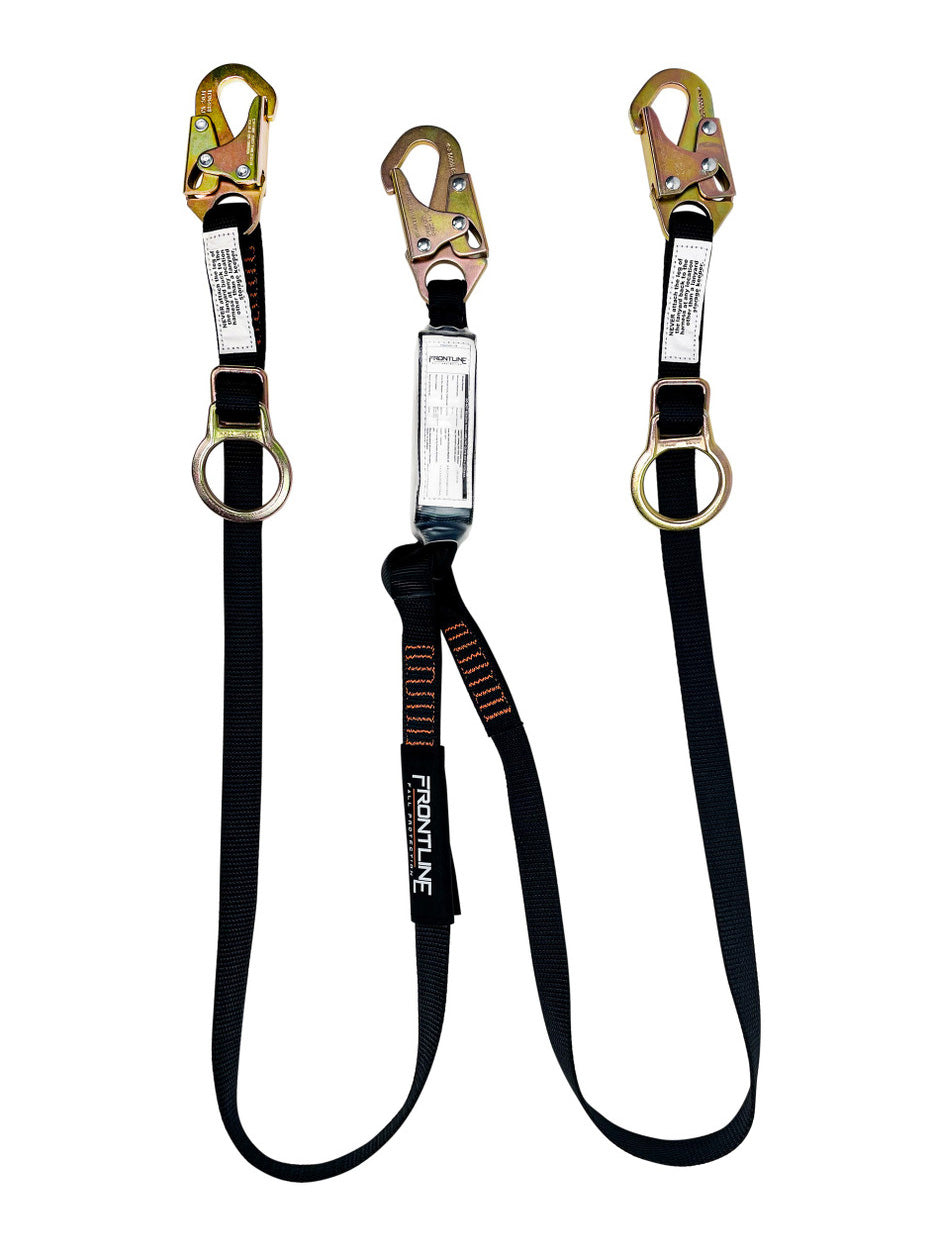 Frontline LPO62SADJ Combat™ 6' Tie-Back Double Leg  Shock Absorbing Lanyard with Snaphooks