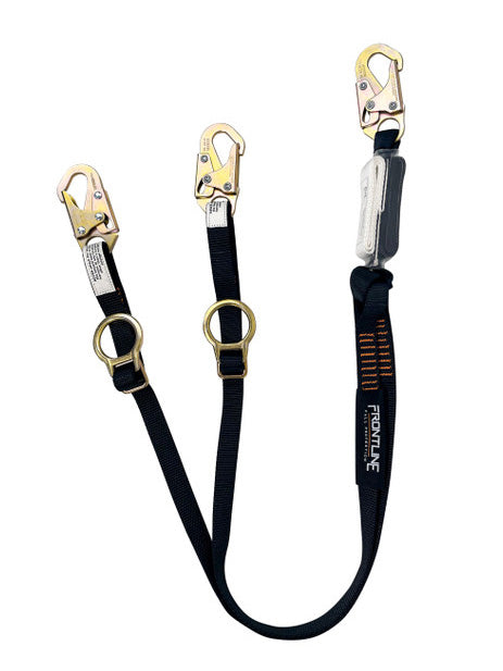 Frontline LPO62SADJ Combat™ 6' Tie-Back Double Leg  Shock Absorbing Lanyard with Snaphooks