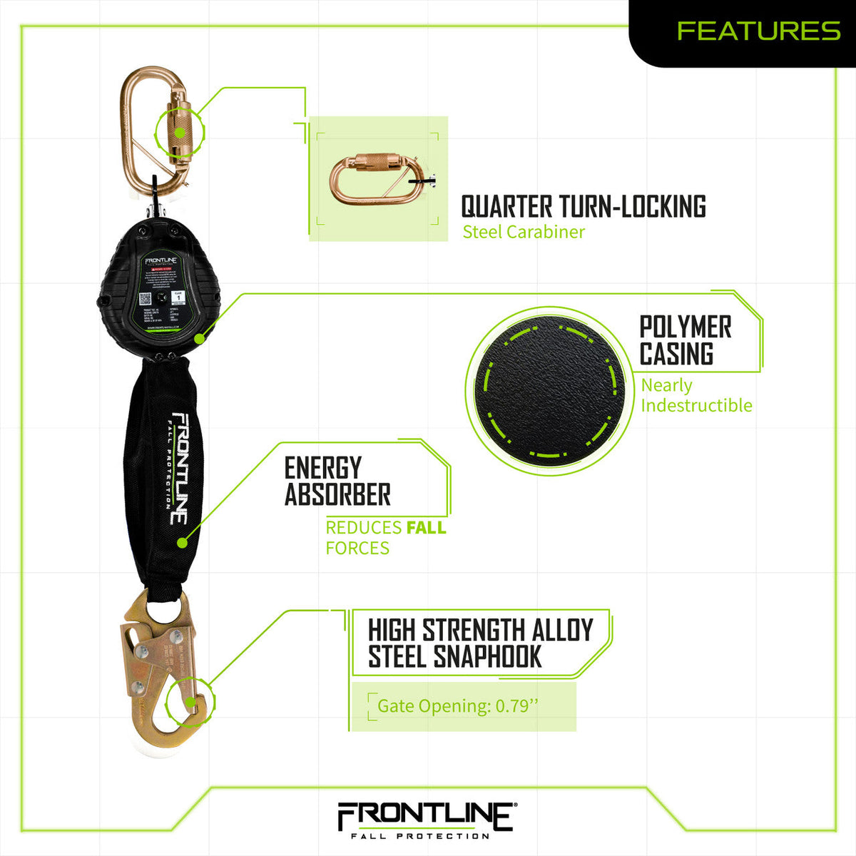Frontline K100-RPW061S Combat™ Compliance Kit - Harness, 6' SRL and Drawstring Bag