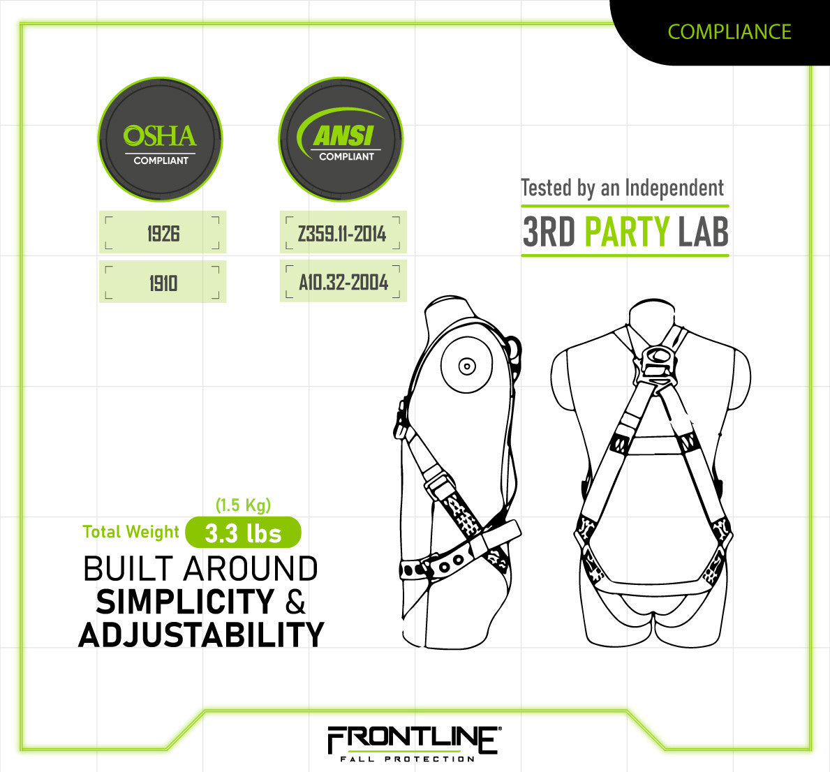 Frontline K100-RPW061S Combat™ Compliance Kit - Harness, 6' SRL and Drawstring Bag