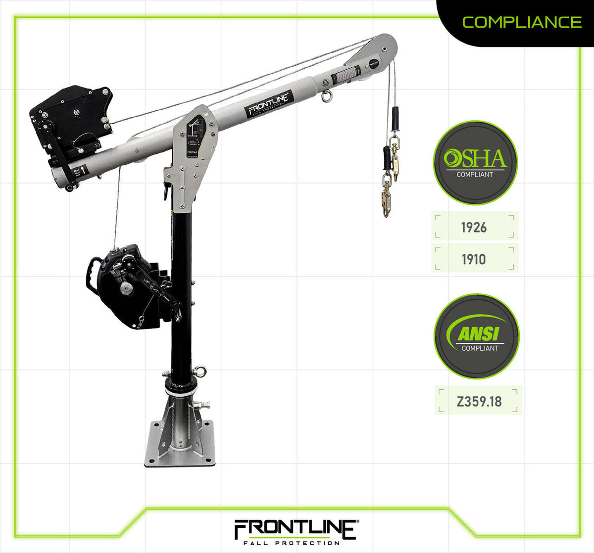 Frontline DAC-FL Confined Space Davit Arm System with Floor Mount
