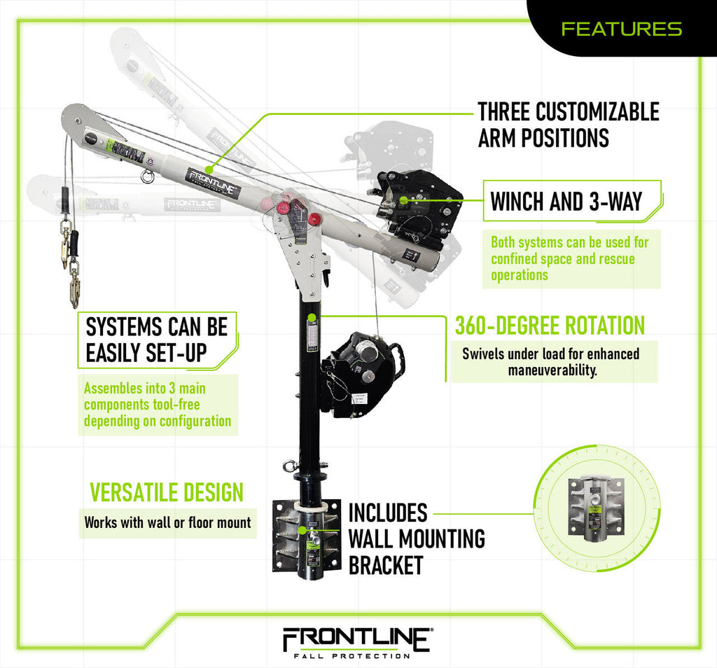 Frontline DAC-WL Confined Space Davit Arm System with Wall Mount