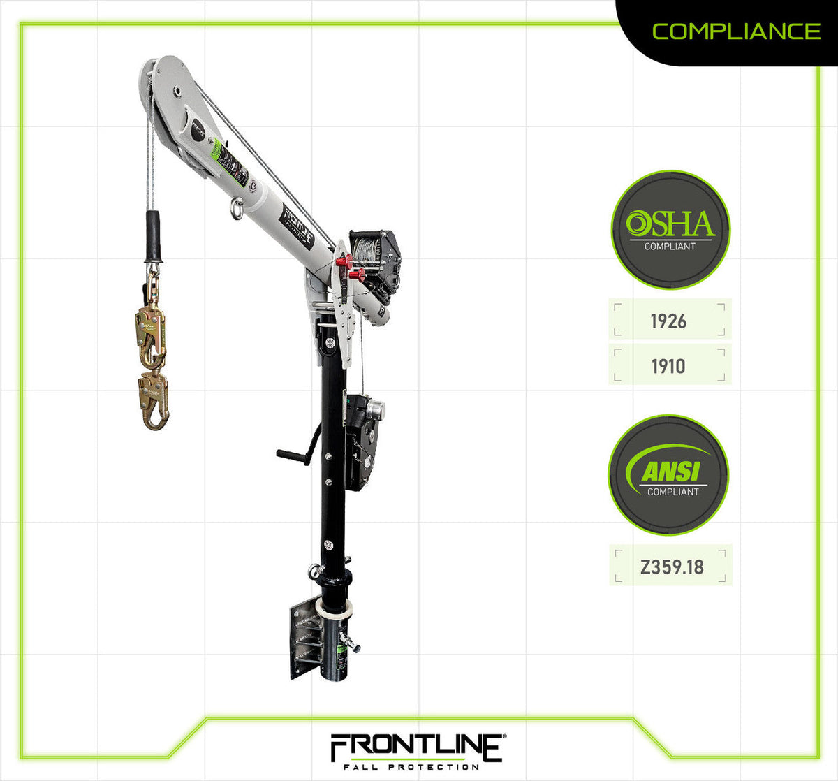 Frontline DAC-WL Confined Space Davit Arm System with Wall Mount