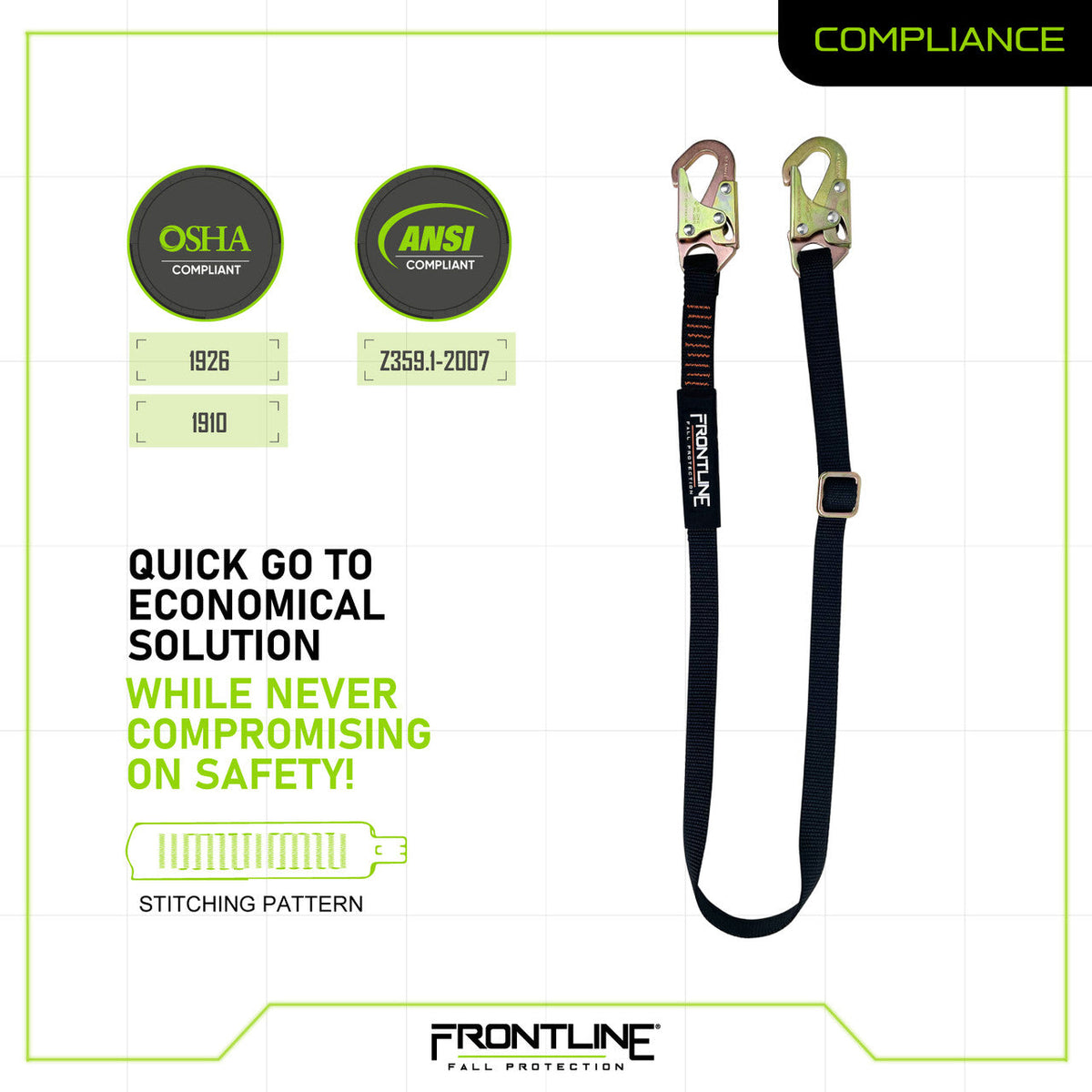 Frontline LPO61SADJ Combat™ 6' Positioning Adjustable Restraint Lanyard