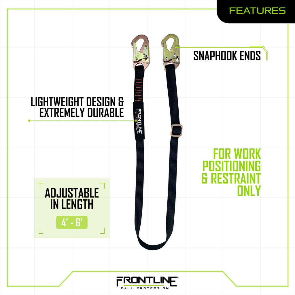 Frontline LPO61SADJ Combat™ 6' Positioning Adjustable Restraint Lanyard