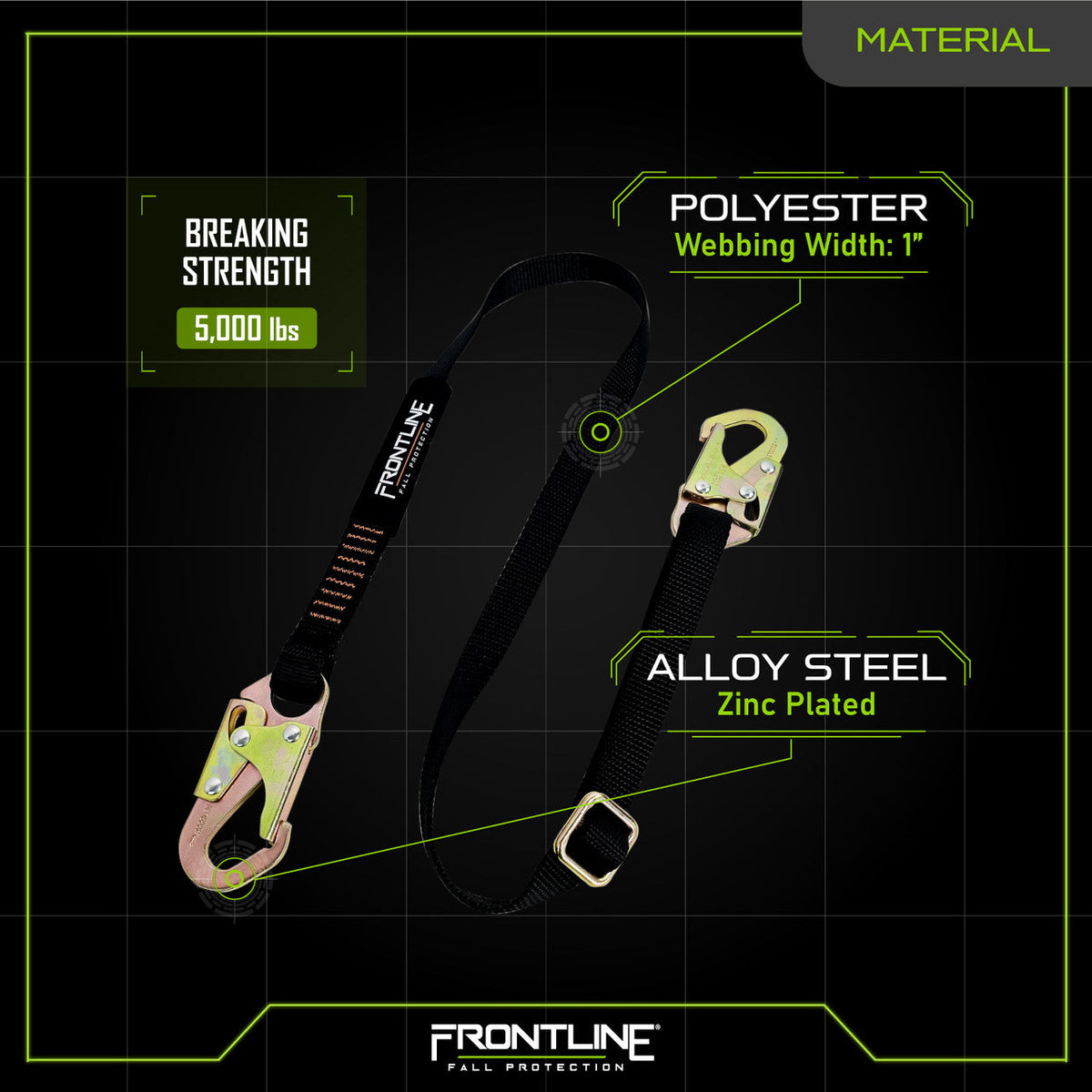 Frontline LPO61SADJ Combat™ 6' Positioning Adjustable Restraint Lanyard