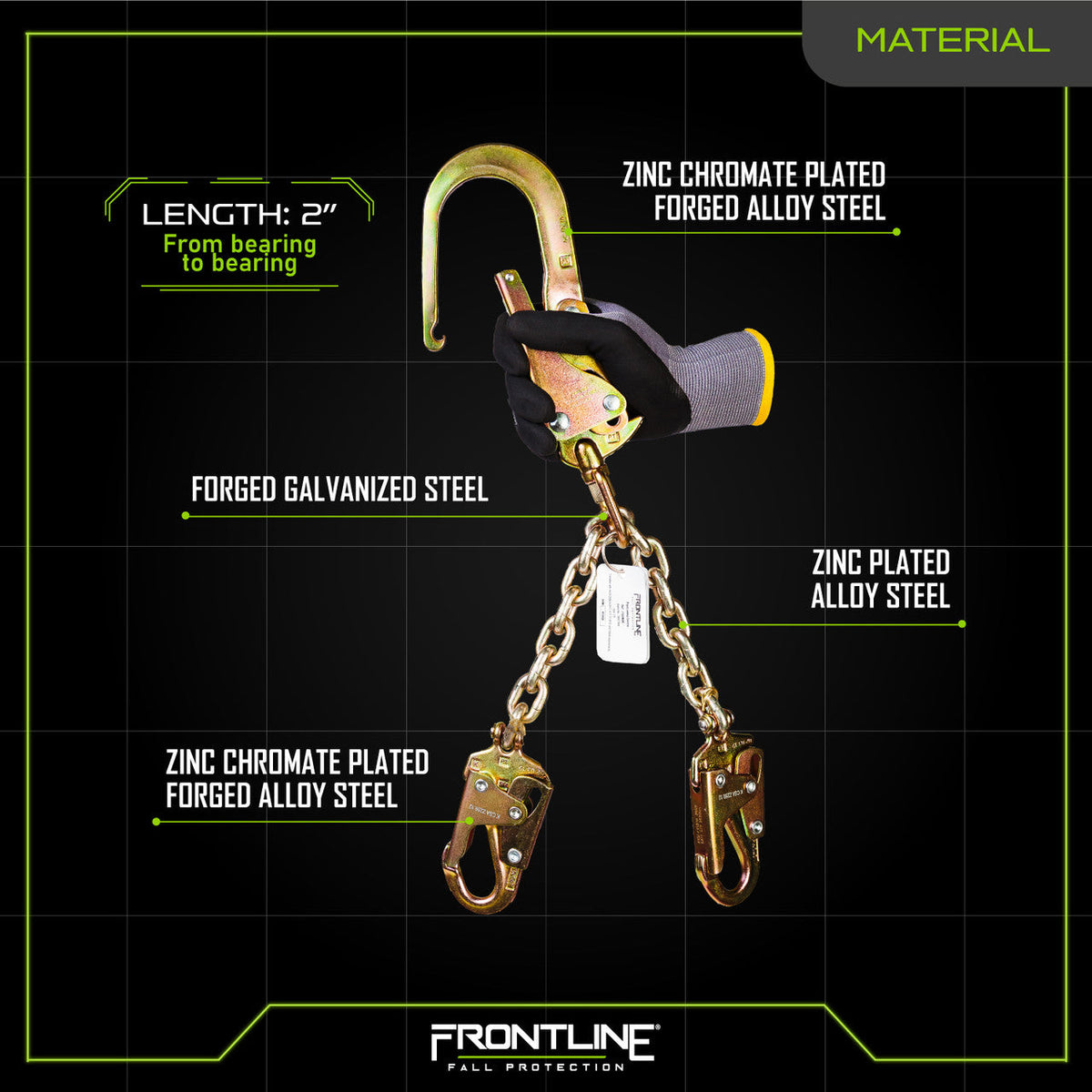 Frontline PSSW2R-US Patriot™ Positioning Chain with Swiveling Hook - Made in USA