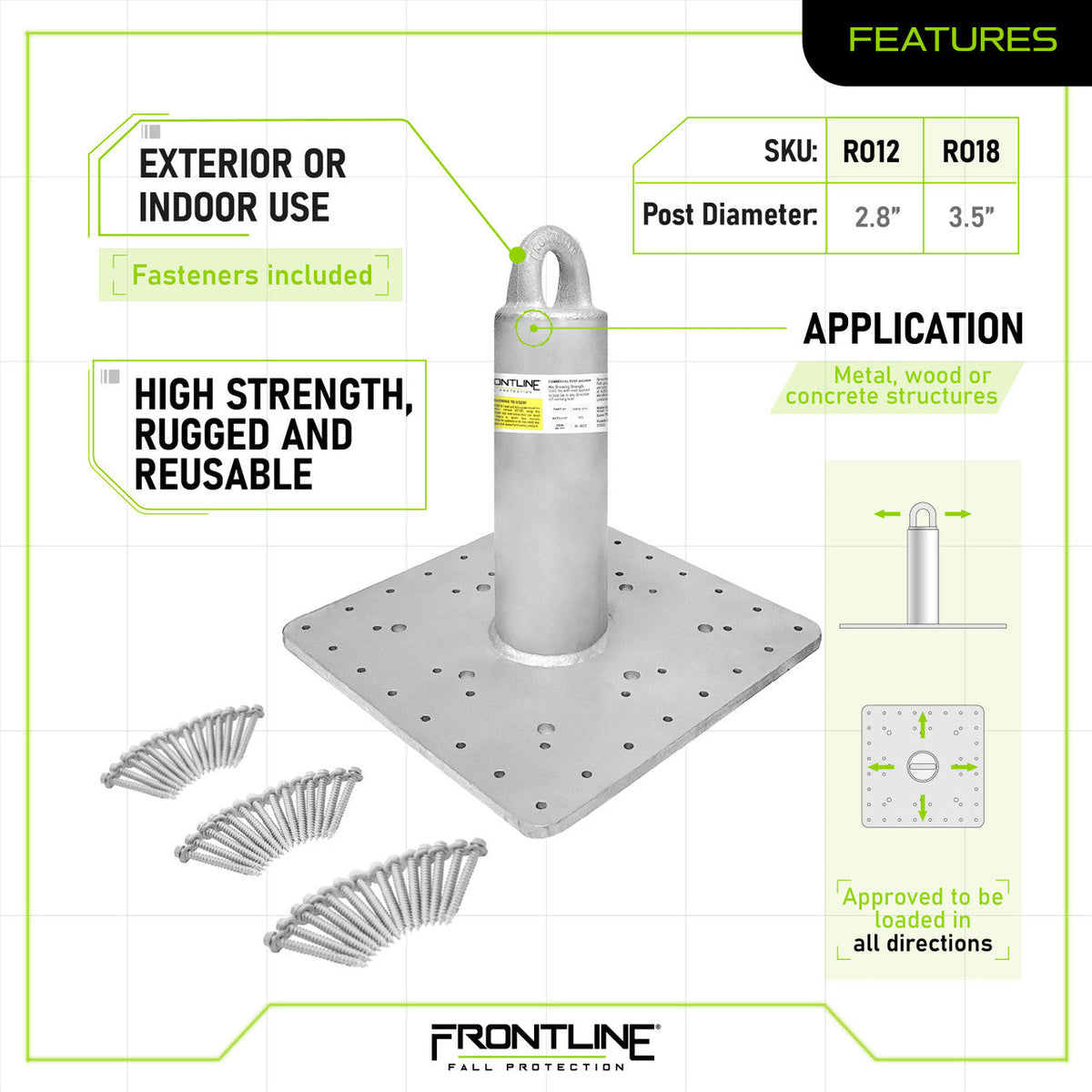 Frontline RO-CAL Commercial Roof Anchor CAL-OSHA Compliant