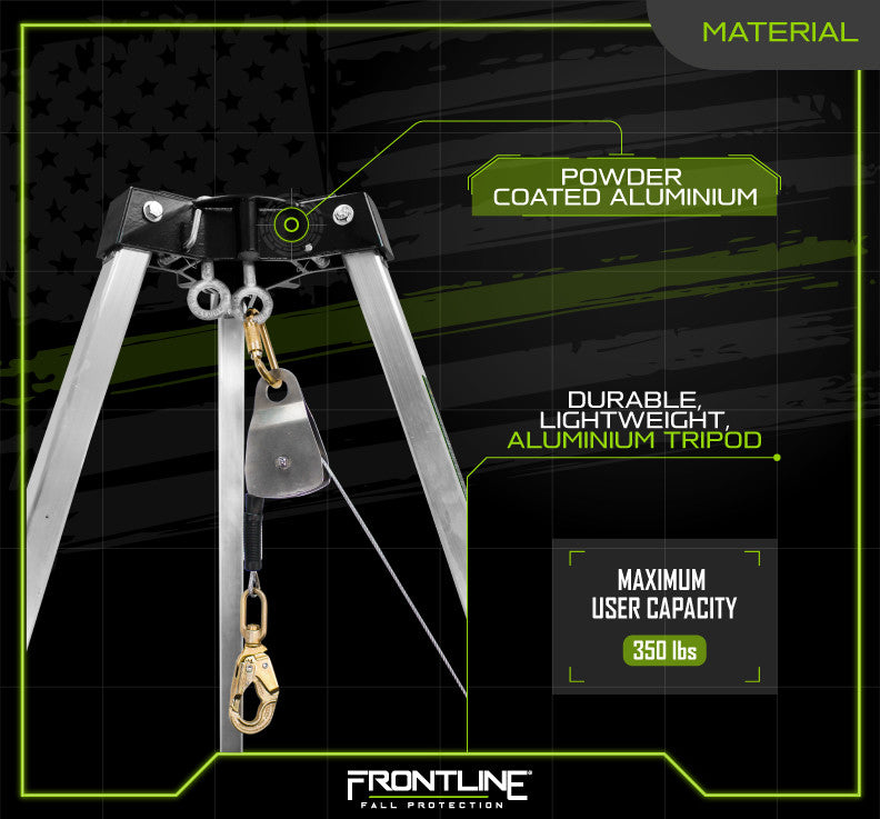 Frontline TAN07-US Patriot™ 7' Confined Space Aluminum Tripod - Made in USA