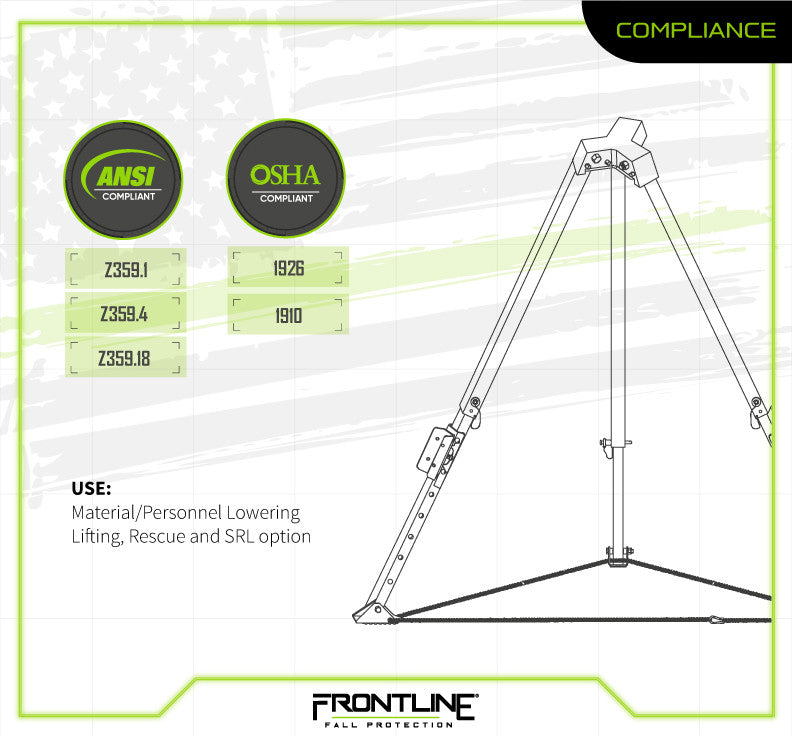 Frontline TAN07-US Patriot™ 7' Confined Space Aluminum Tripod - Made in USA