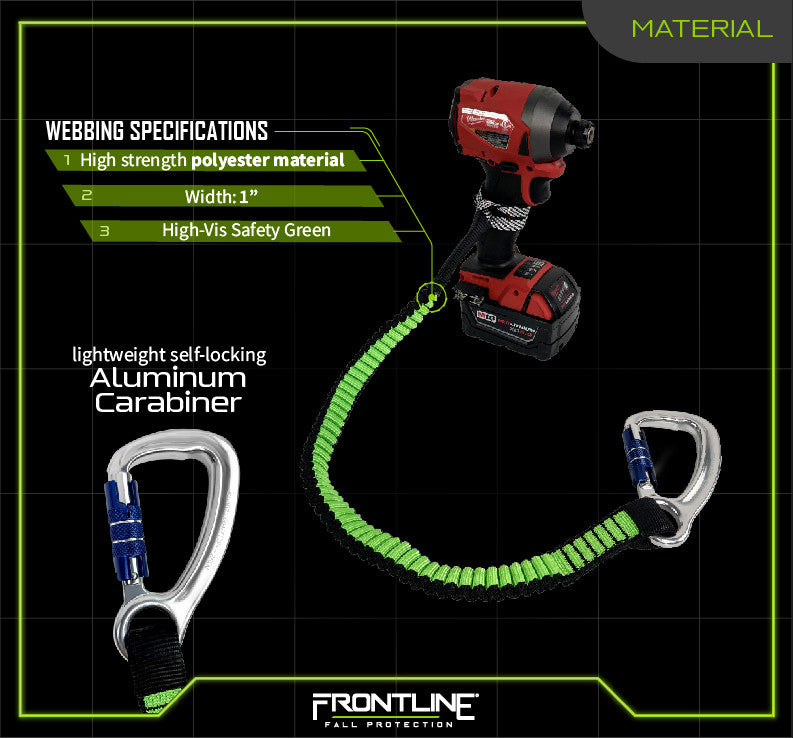 Frontline TLS30 ToolGrip™ Elastic Tool Tether 30 lbs with Self-locking Aluminum Carabiner
