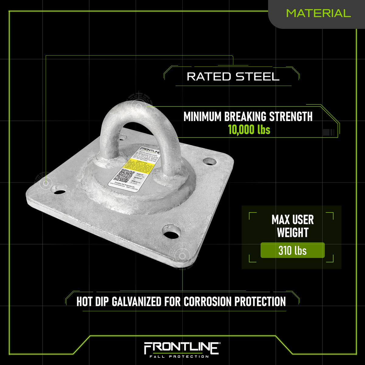 Frontline COP02-10K Concrete and Steel 10k Lbs Reusable Anchor Plate