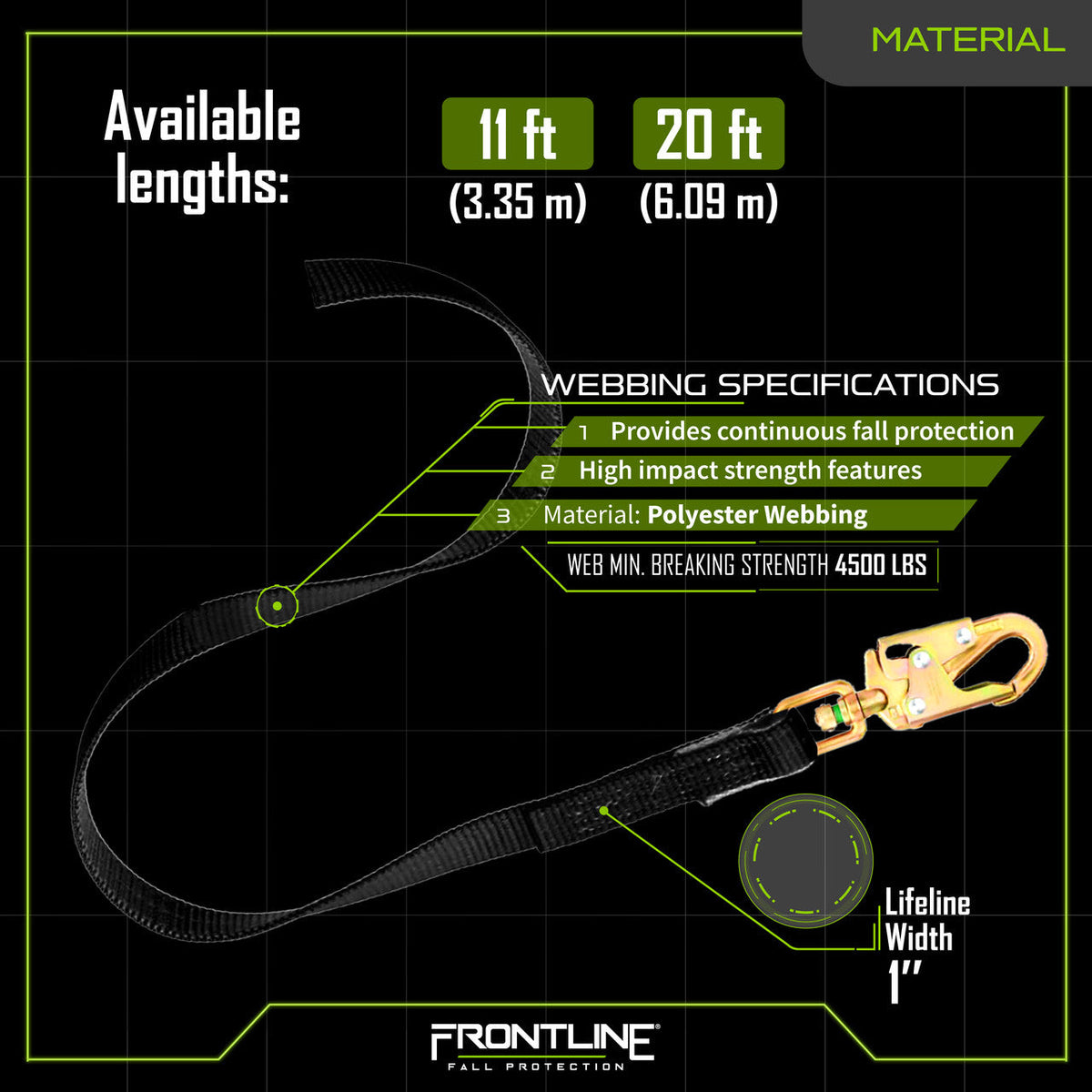 Frontline RPW Web Single Leg SRL with Steel Snap Hook End