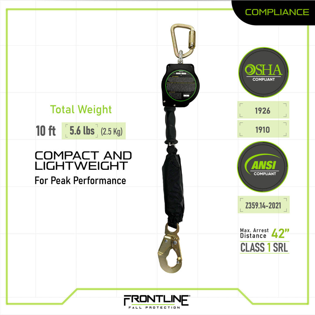 Frontline RPG10 Cable Single Leg SRL with Steel Snap Hook End (10 ft)