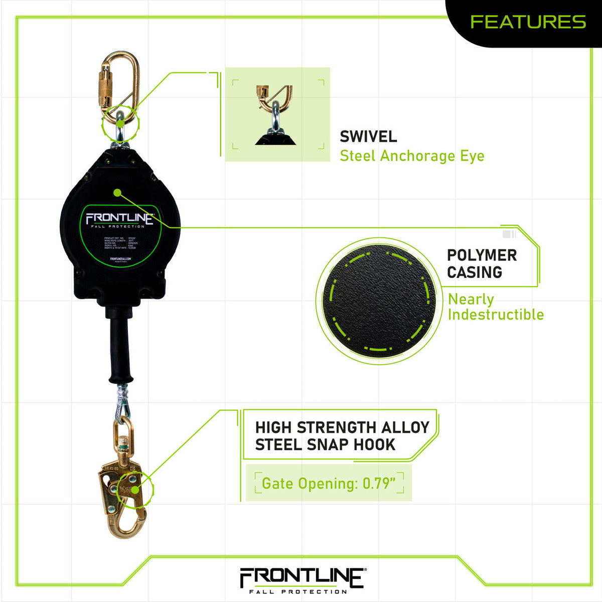 Frontline RPG Cable Single Leg SRL with Steel Snap Hook End
