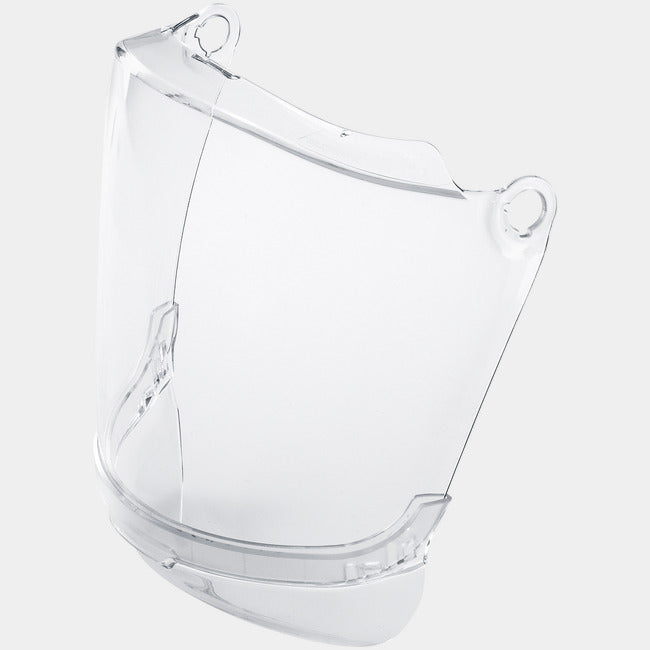 Face shield replacement window with chin guard